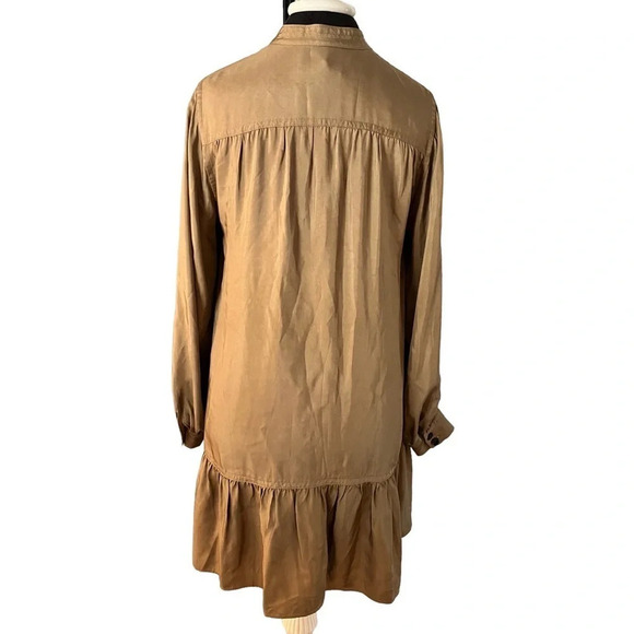 Banana Republic Holiday 2021 Utility Flo Rayon Khaki Twill Dress Balloon Sleeves - Picture 2 of 10